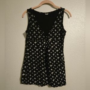 Black and White Butterfly Print Sleeveless Top, Approx Size L, See Photos